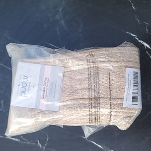 Pudus Sweater Socks Over the Knee Beige Shoe Size 6-10 NEW